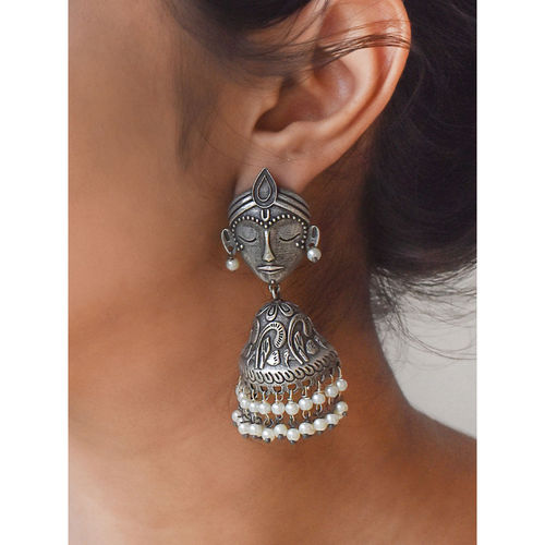 Buy Teejh Trishul Silver Oxidized Earring Online