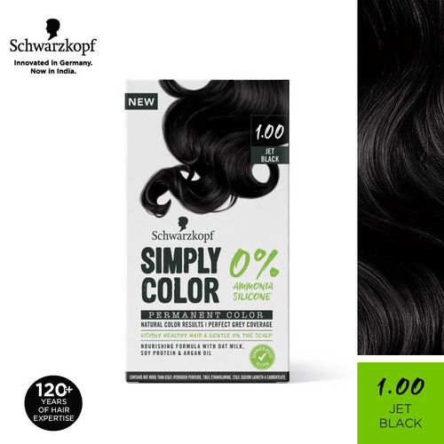 Schwarzkopf Simply Color Permanent Hair Colour  Jet Black: Buy  Schwarzkopf Simply Color Permanent Hair Colour  Jet Black Online at  Best Price in India | Nykaa