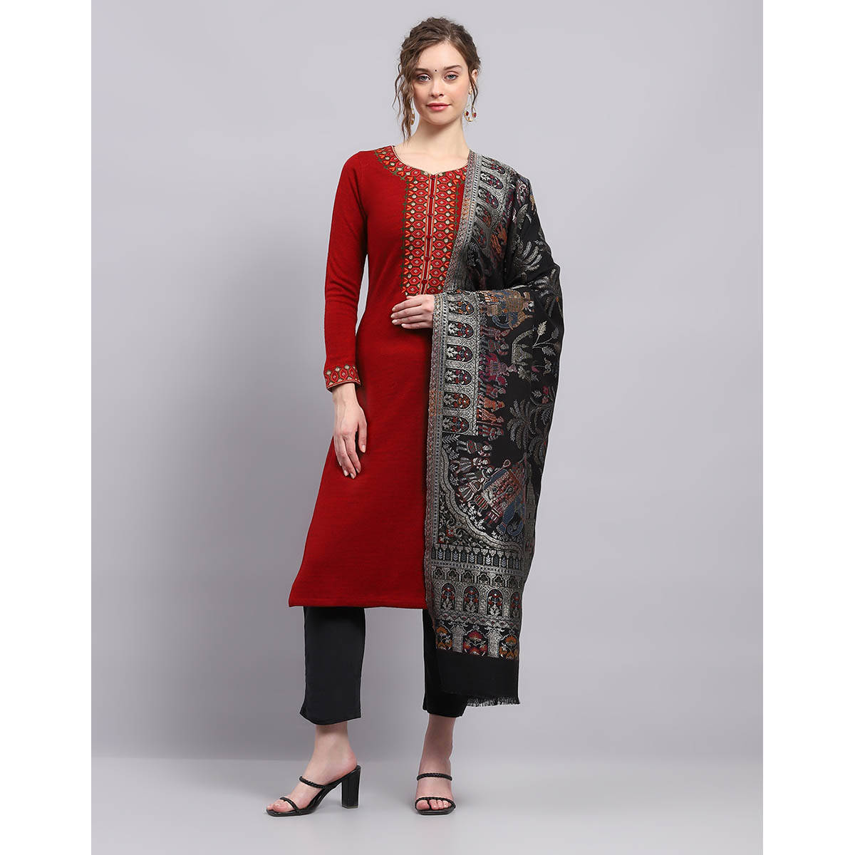 Monte Carlo Womens Printed Black Shawl