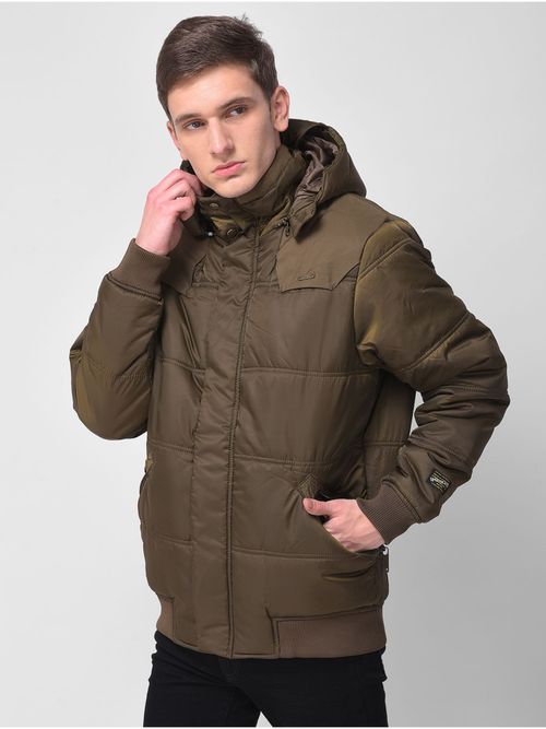 Buy WOODLAND Mens Solid Full Sleeves Olive Jacket Online