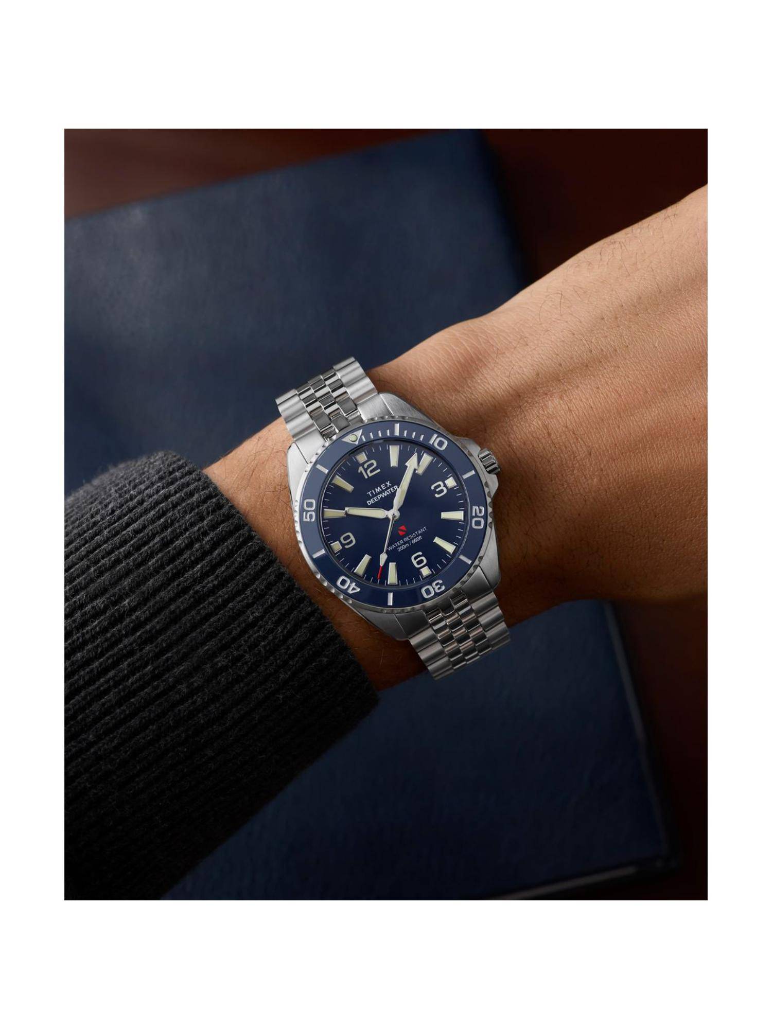 Timex Deepwater Arctic Round 41Mm Blue Dial Analog Men Watch (Tw2Y64600Ik) (M)
