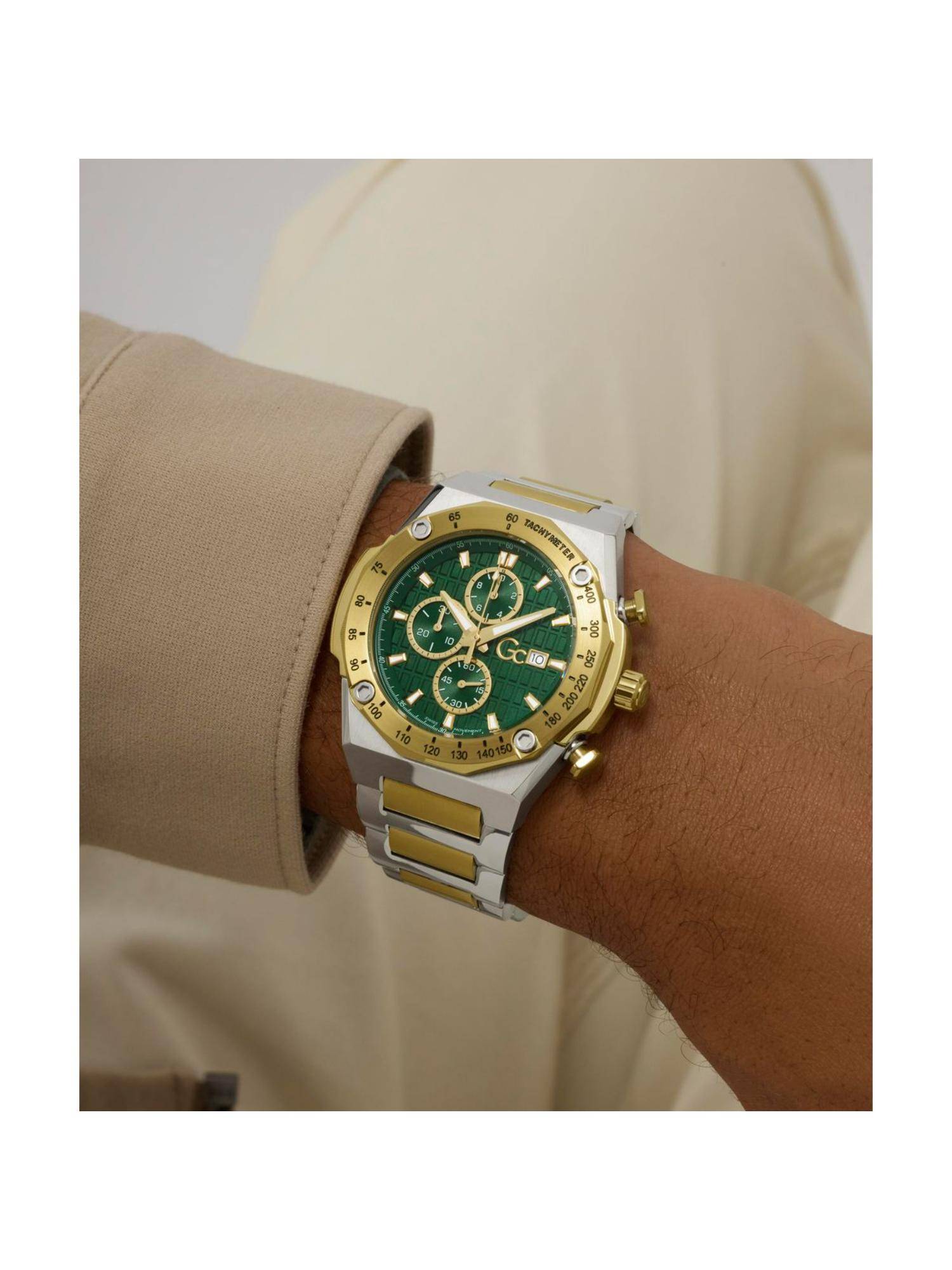 GC Collection Round 45Mm Green Dial Analog Men Watch (Z68006G9) (M)