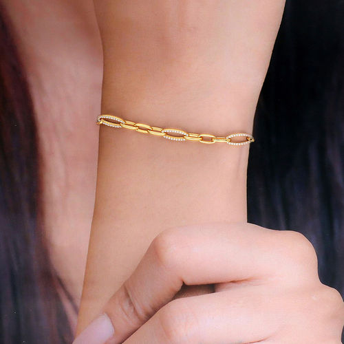 Kai Jewel Sterling Silver Gold Quirky Loops Link Bracelet