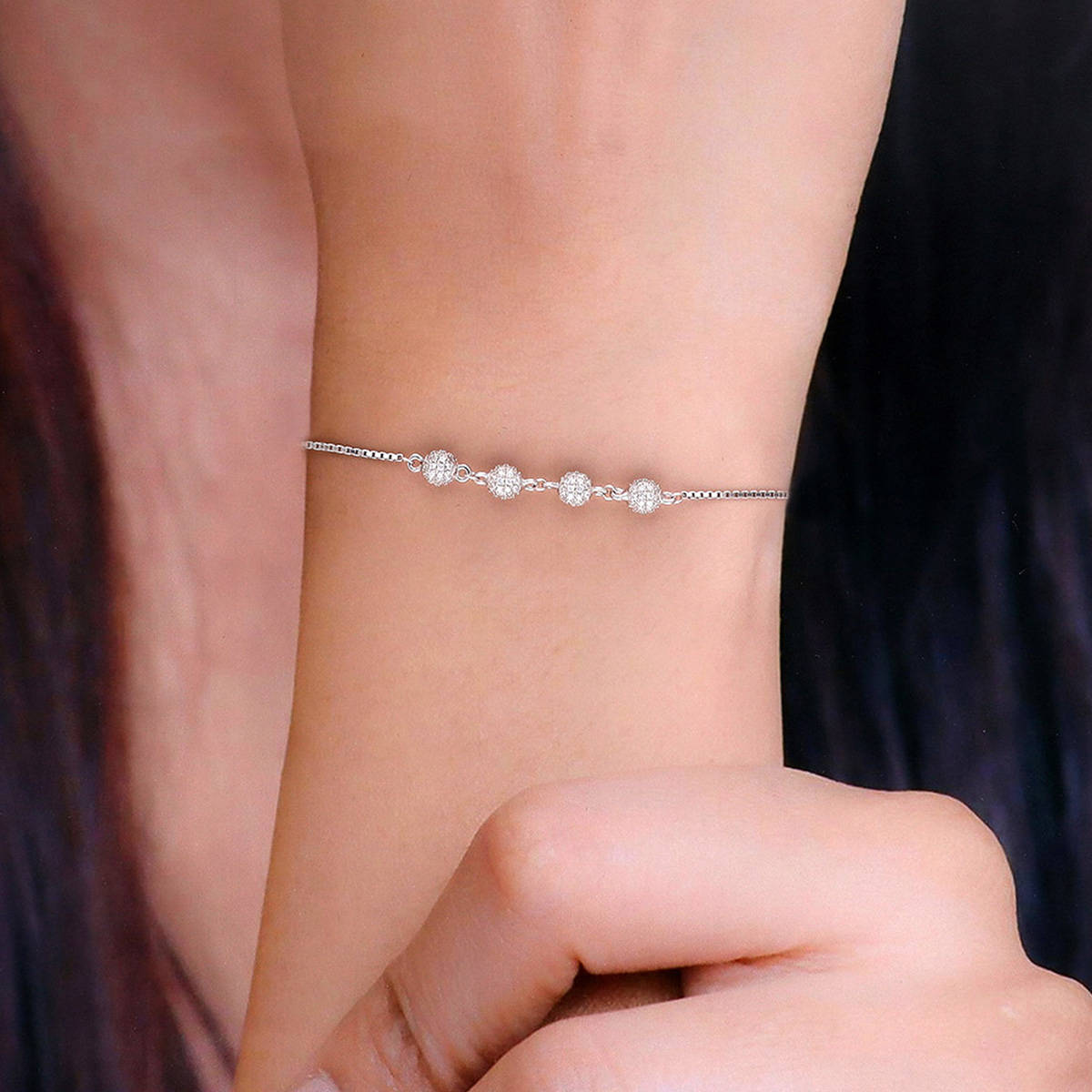 Kai Jewel Sterling Silver Zircon Sphere Bracelet