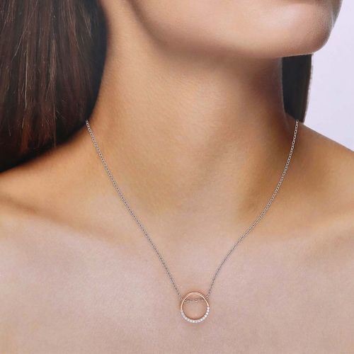 Kai Jewel Sterling Silver Rose Gold Dainty Delight Ring Pendant Necklace - Main Image