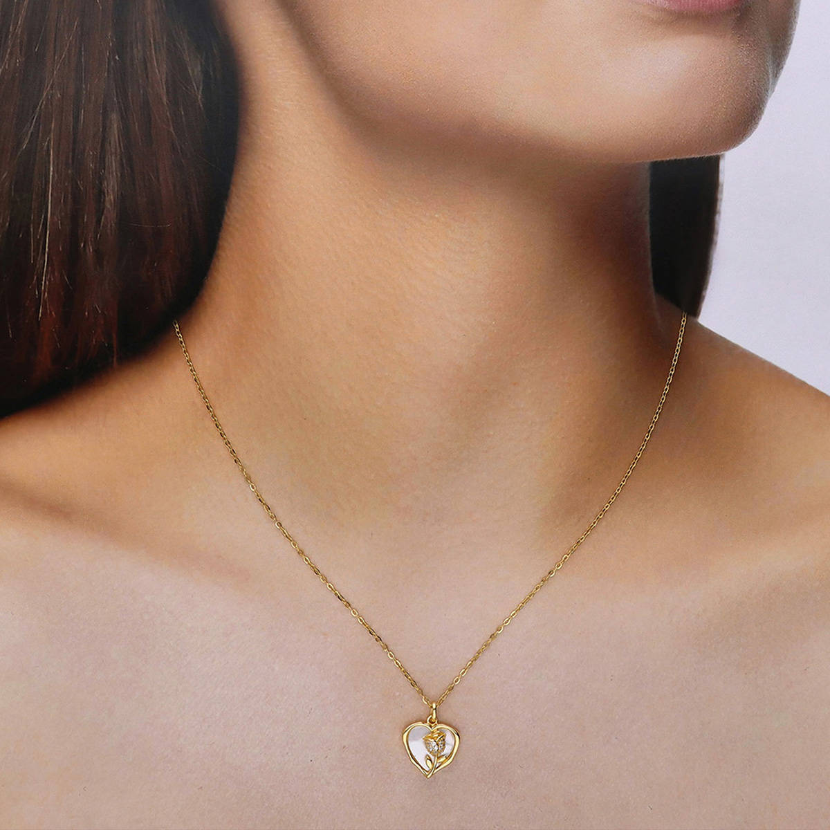 Kai Jewel Sterling Silver Gold A Hearty Rose Of Love Casual Chain Necklace