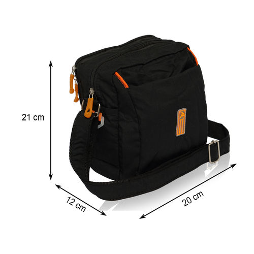 NFI Essentials Men's Sling Bag Stylish Cross Body Travel Office Business  Messenger Bag - Black
