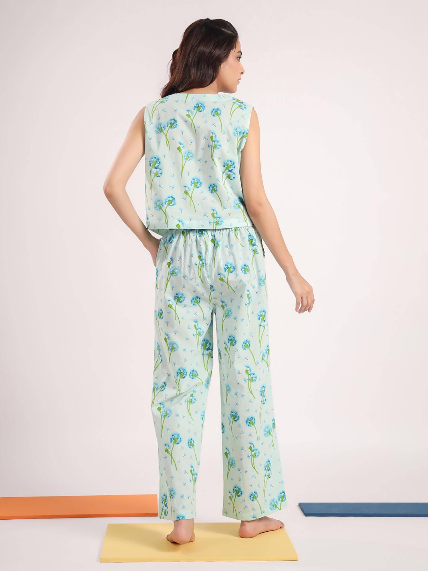Pyjama Say Buy SAY Blue Floral Regular Top and Pyjama Online