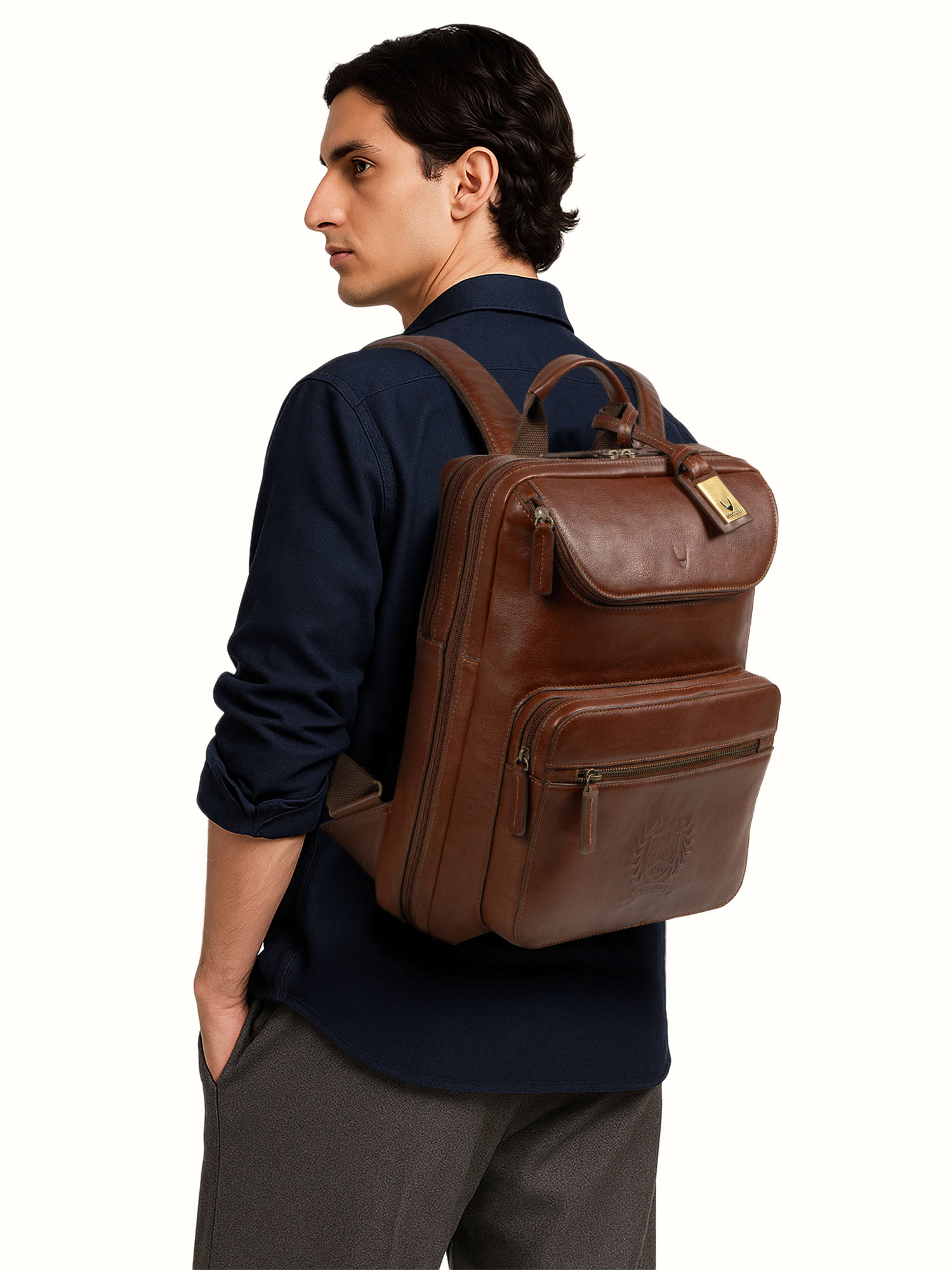 Hidesign Andover 03 Genuine Leather Mens Tan Backpack
