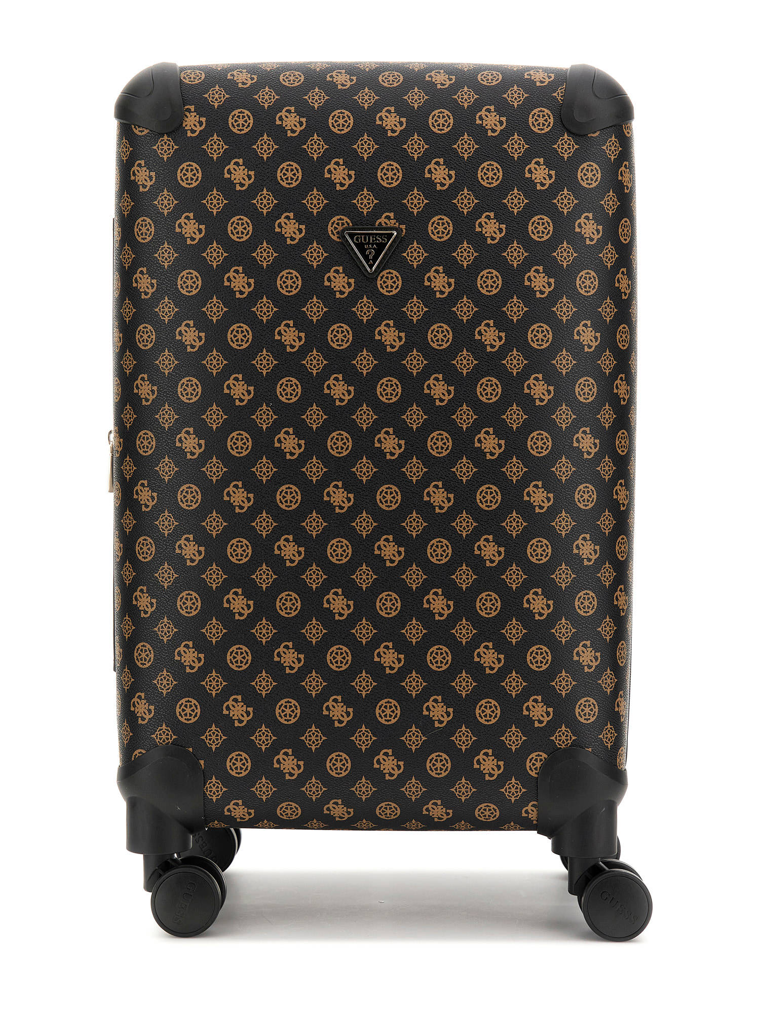 Guess Brown ABS Plastic Printed Luggage and Travel Bag
