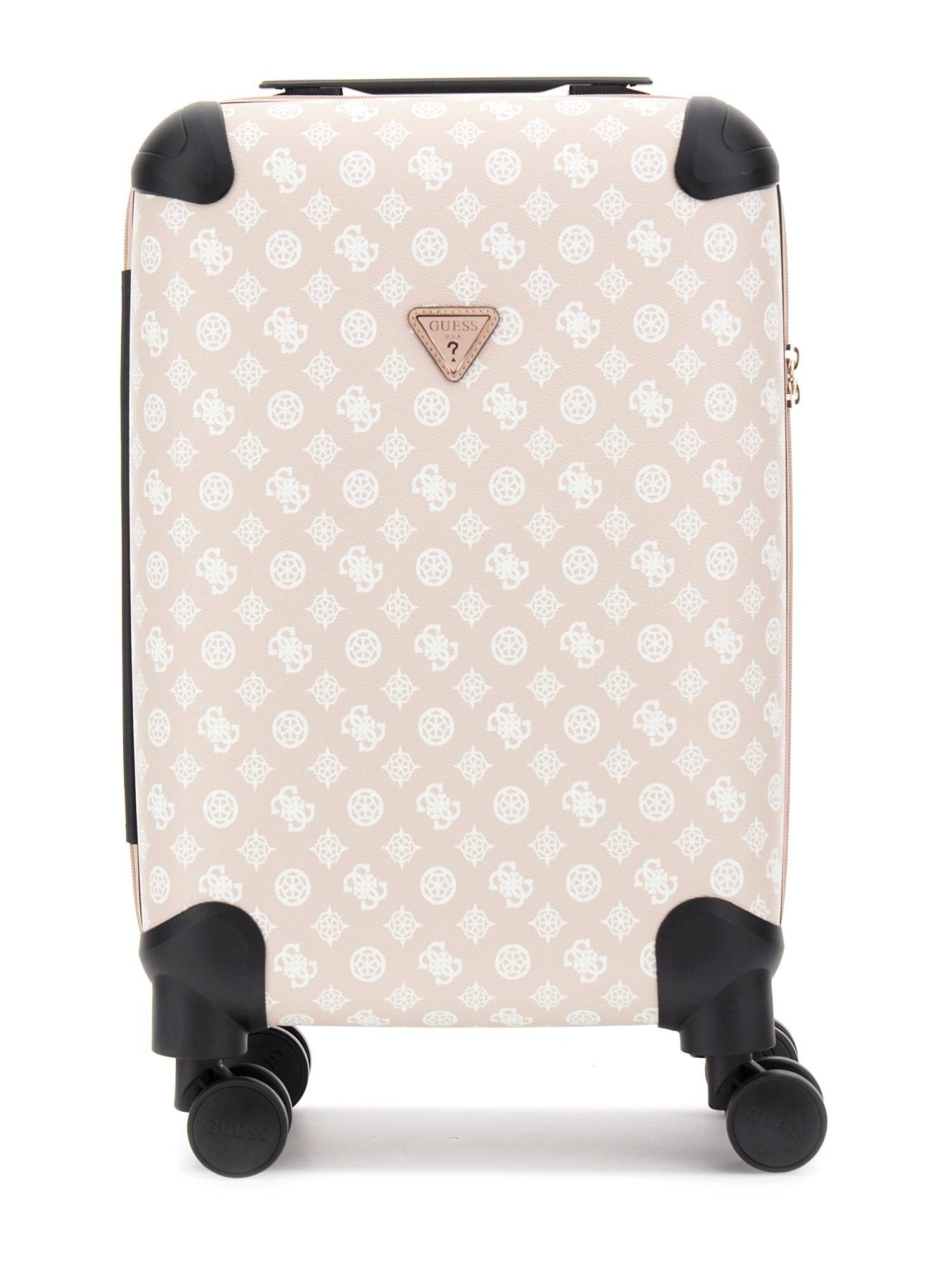 Guess Beige ABS Plastic Printed Luggage and Travel Bag