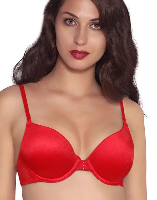 Buy Amante Padded Wired Push-Up Bra With Detachable Straps - Red