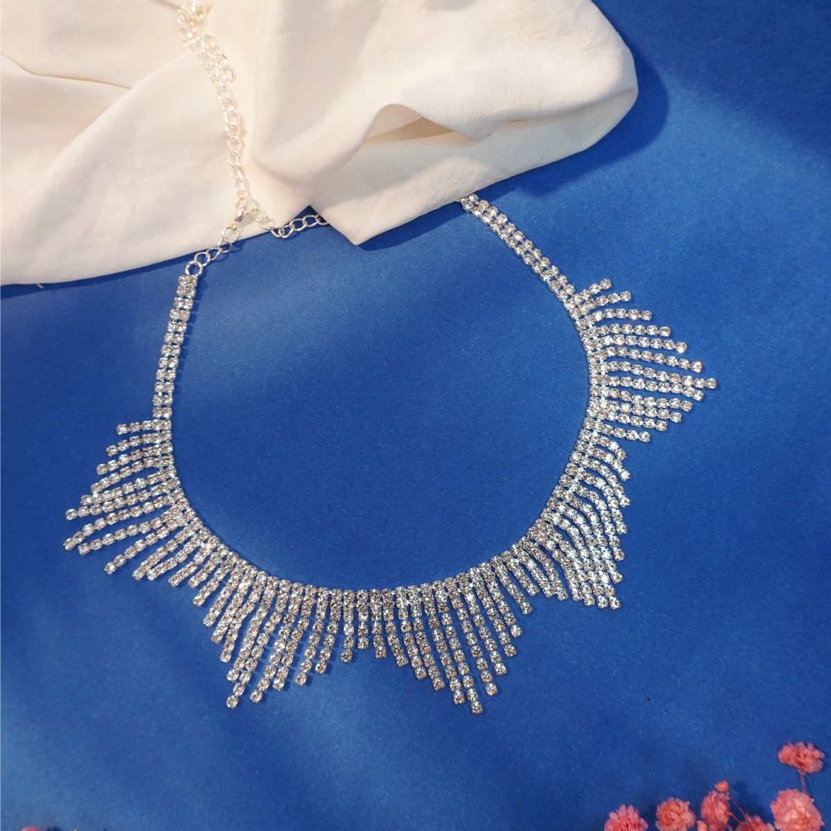 Niscka Silver Cubic Zirconia Crystals Necklace Buy Niscka Silver Cubic