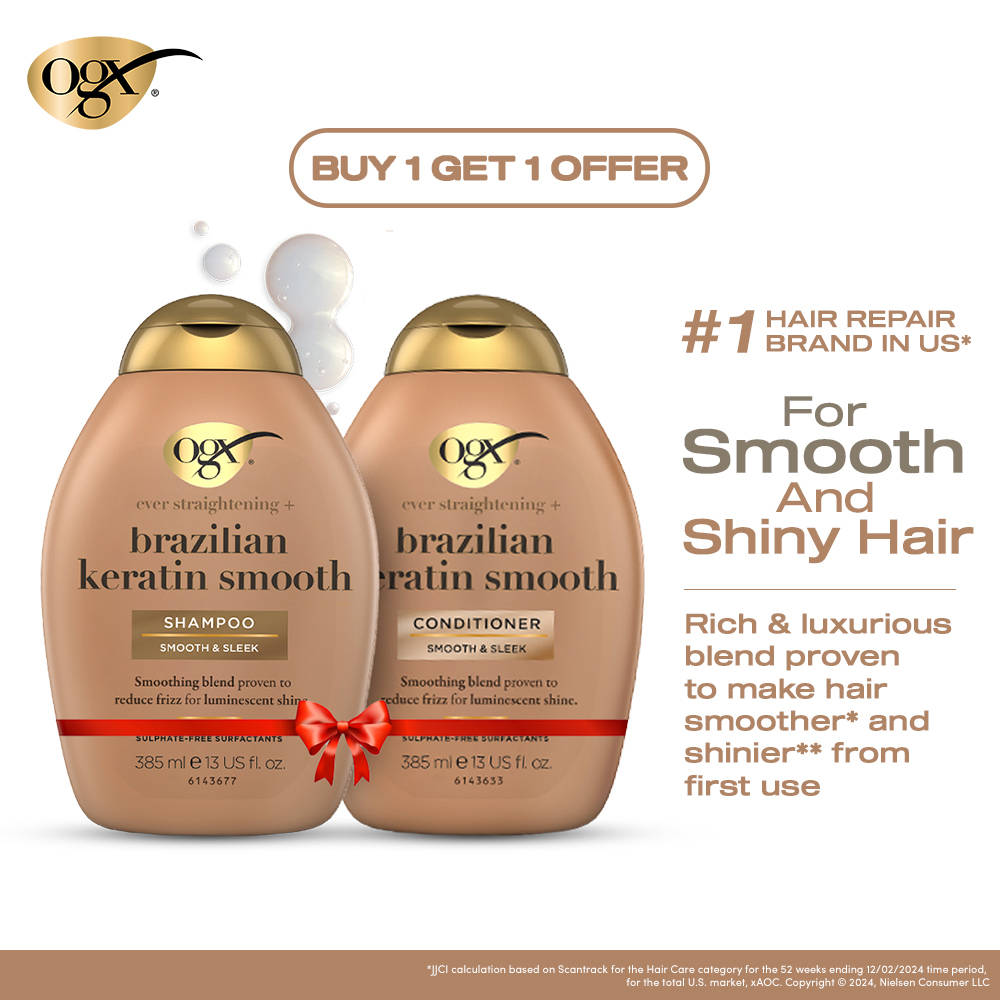 OGX Brazilian Keratin shampoo + conditioner combo at ₹960 (50% off)