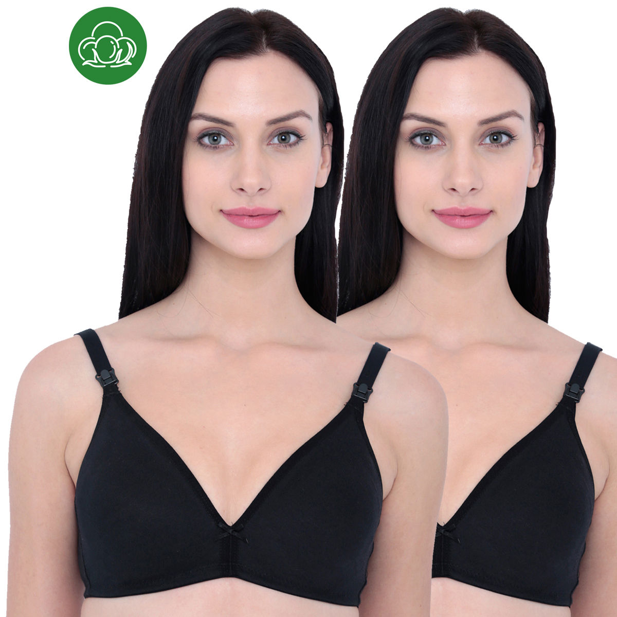 Buy Inner Sense Organic Cotton Antimicrobial Soft Cup Full Coverage Bras  (Pack Of 2)-Black online