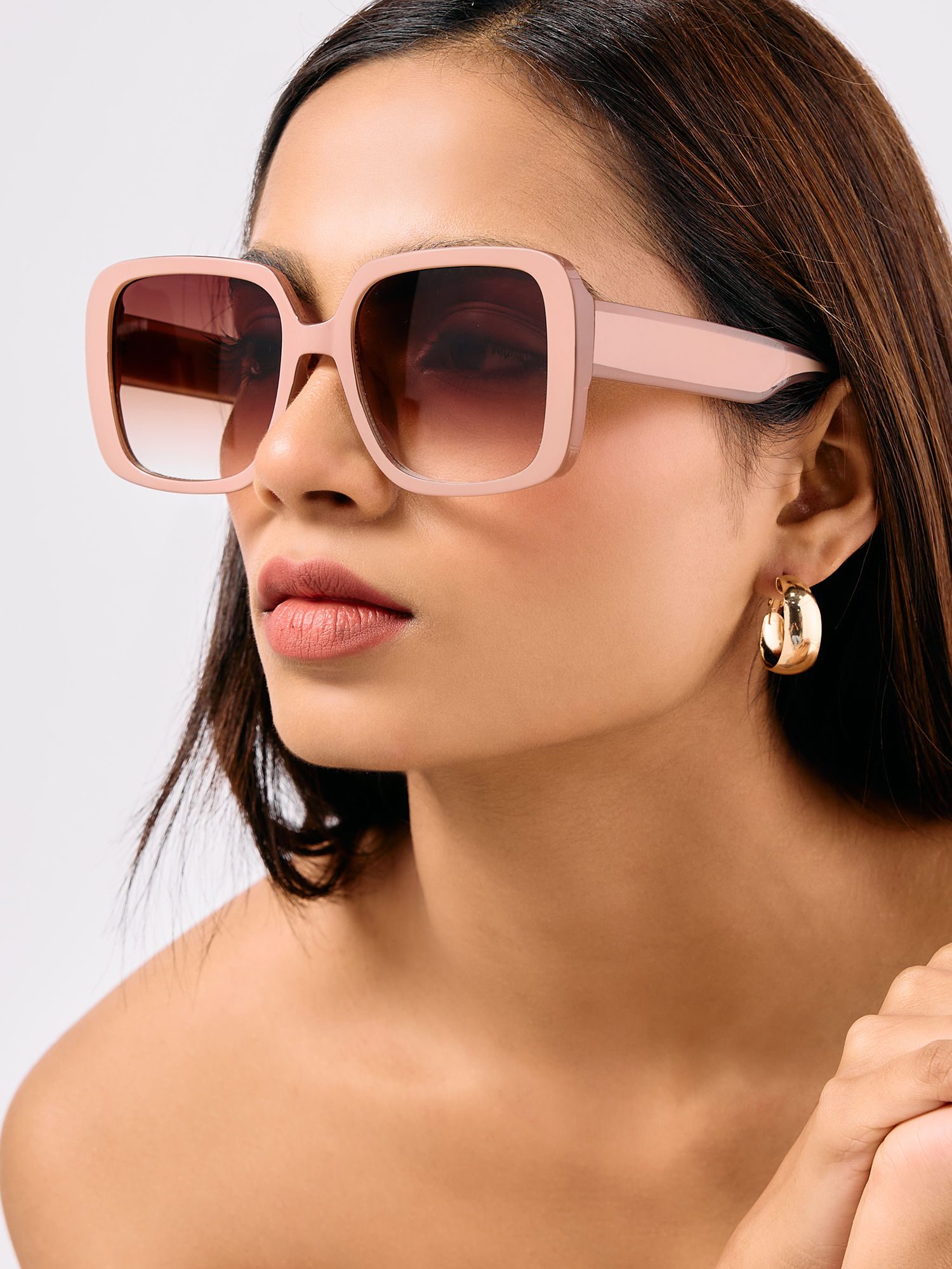 SIAM SHADE Ⅹ 〜The Perfect Collection〜 Buy Pink Solid Oversized Thick Temple Square Sunglasses Online