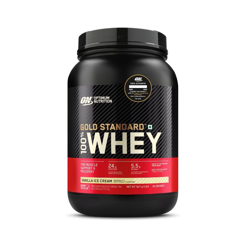 Optimum Nutrition (ON) Gold Standard 100% Whey Protein Powder - 2 lbs (Vanilla Ice Cream)
