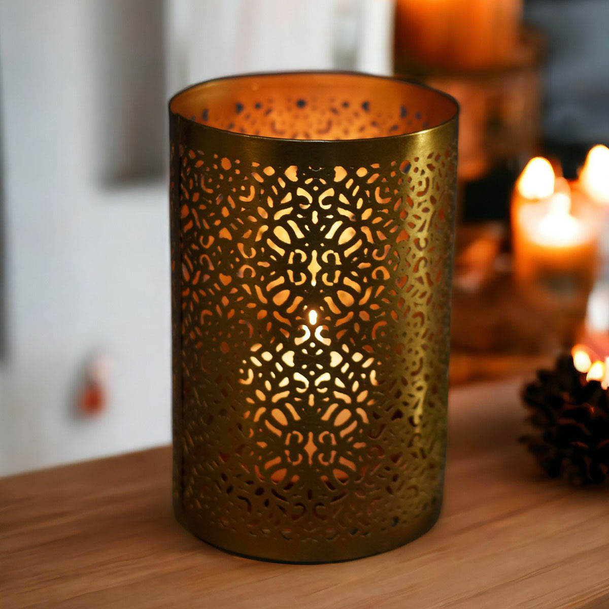 Manor House Roshni Jaali Pillar Candle Holder 6 Inches