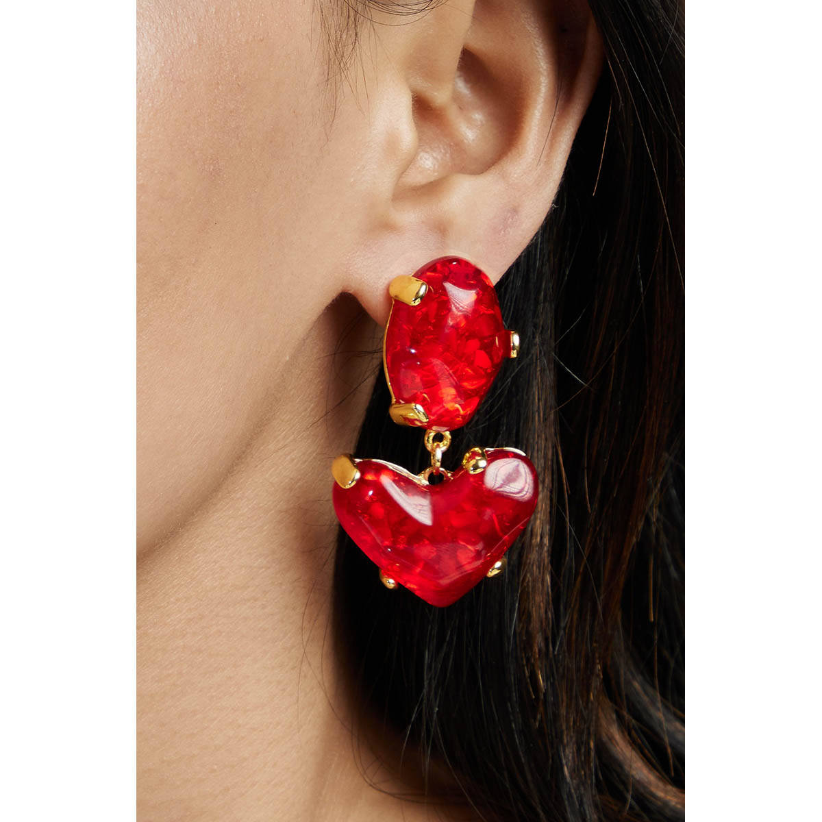 AMOSSH 18K Gold Plated Stones Pair Of Yale Earrings