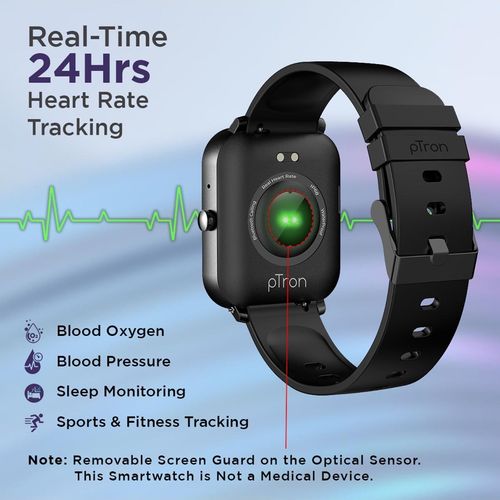 pTron Force X11 Smartwatch Bluetooth Calling Full Touch Heart Rate  Tracker SpO2 IP68 (Black)