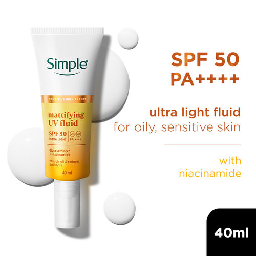 Simple Mattifying UV Fluid SPF 50 PA++++ with Niacinamide Sunscreen For Oily & Sensitive Skin
