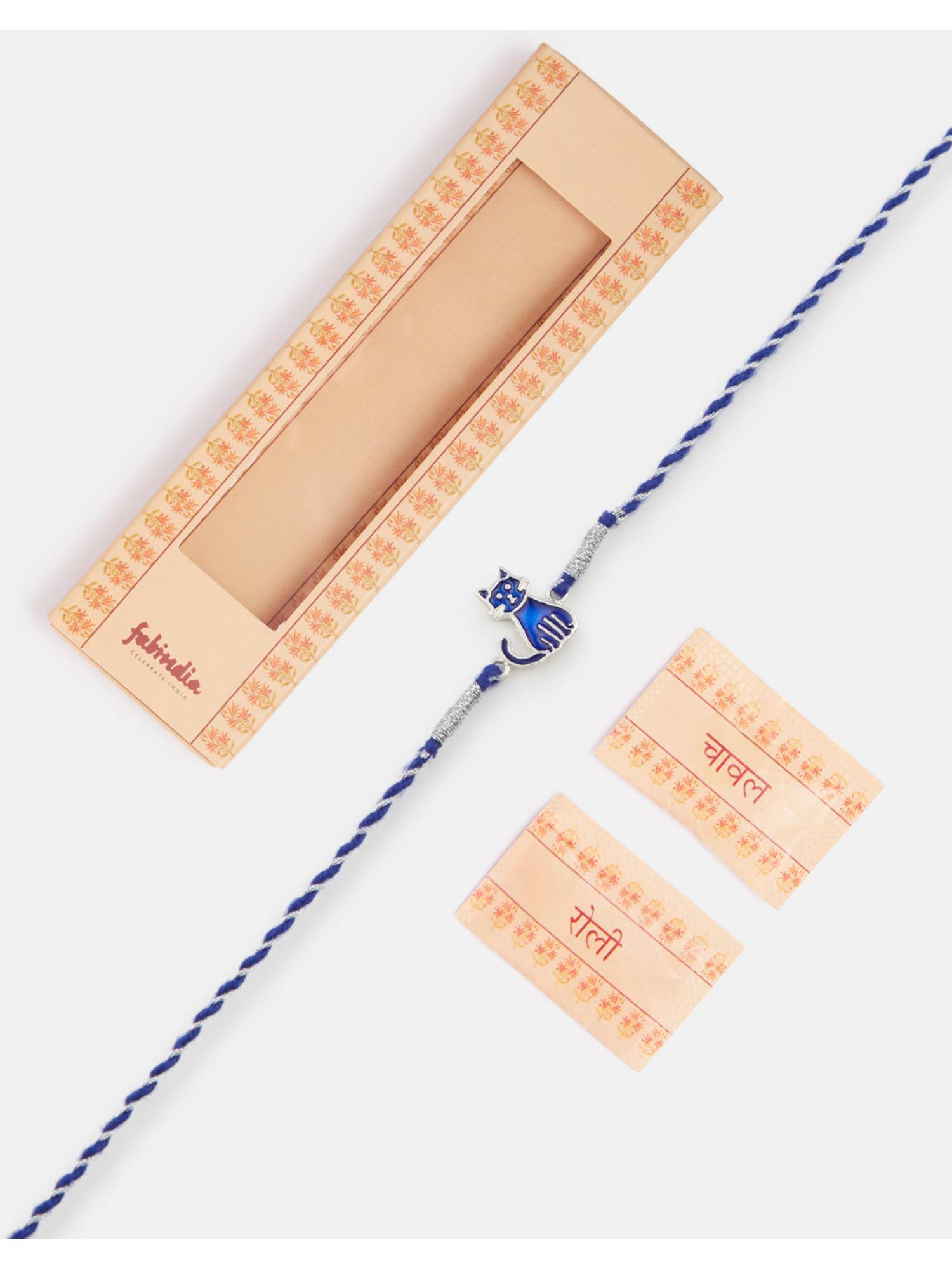 Fabindia Women Blue Rakhi with Roli Chawal