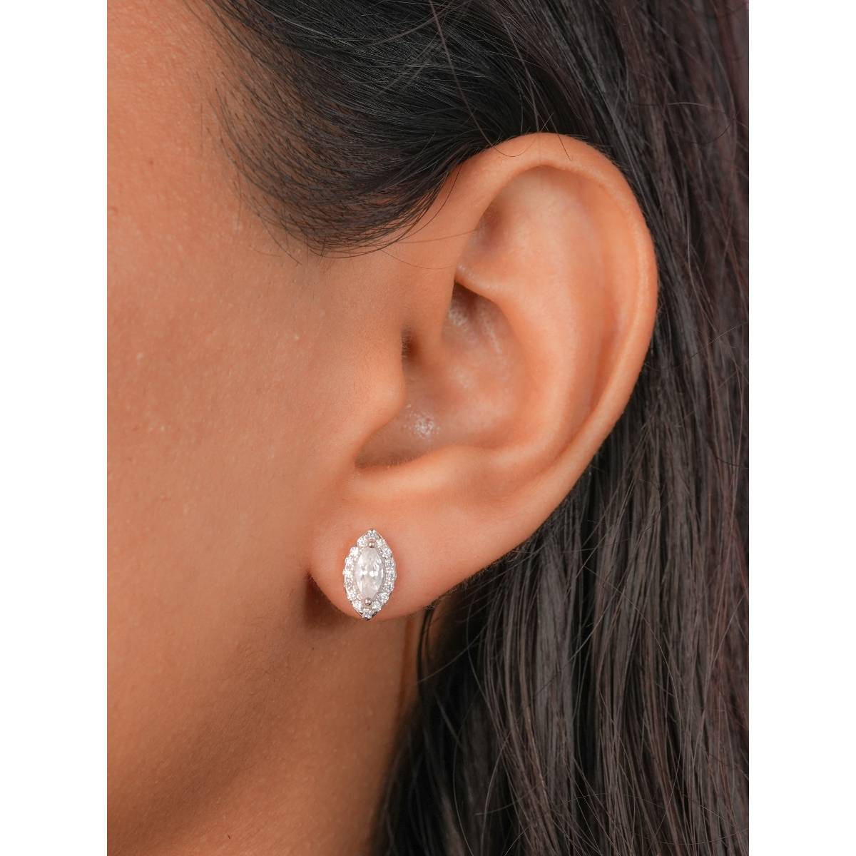 Johori Silver Marquise Zircon Earrings