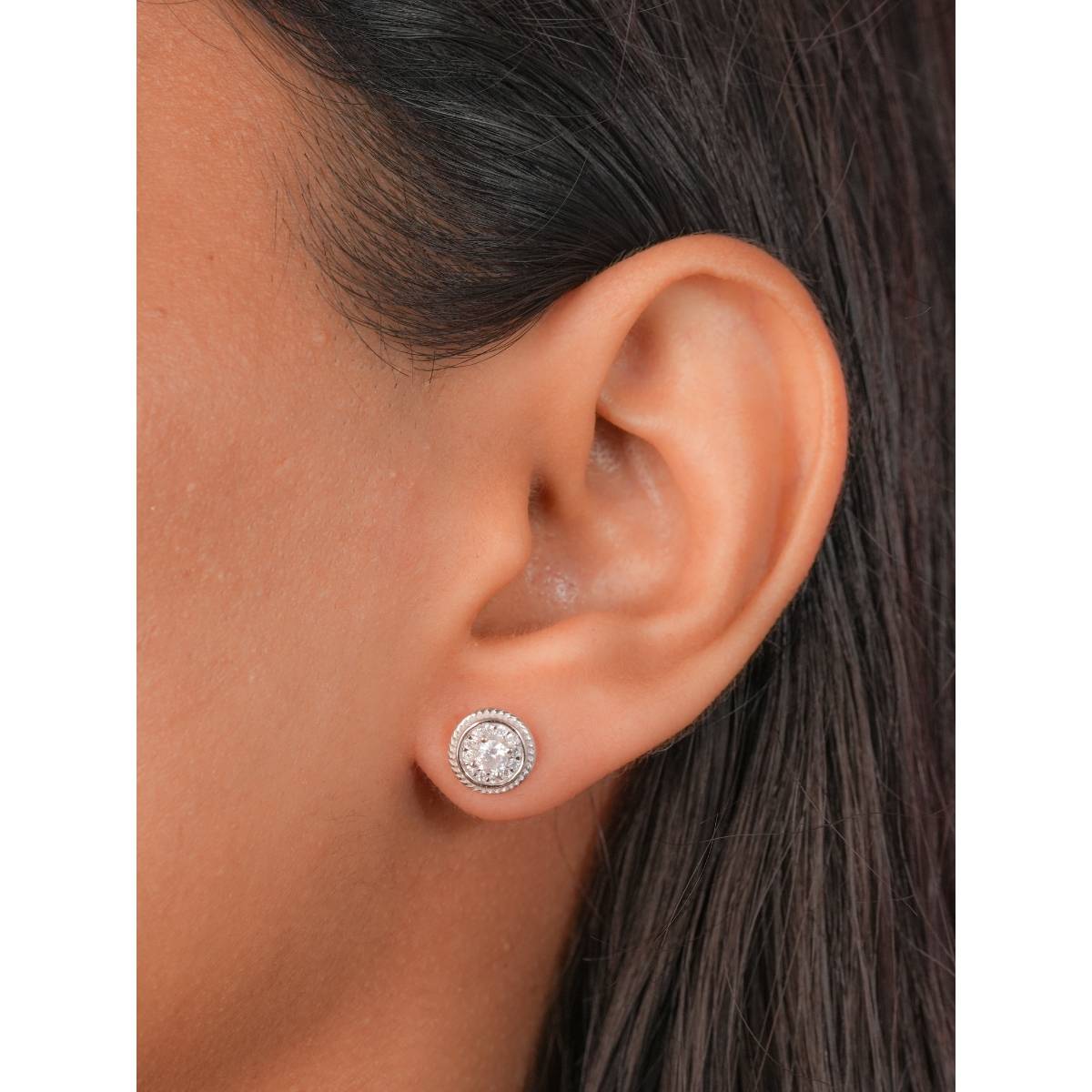 Johori Classic Round Zircon Stud Earrings
