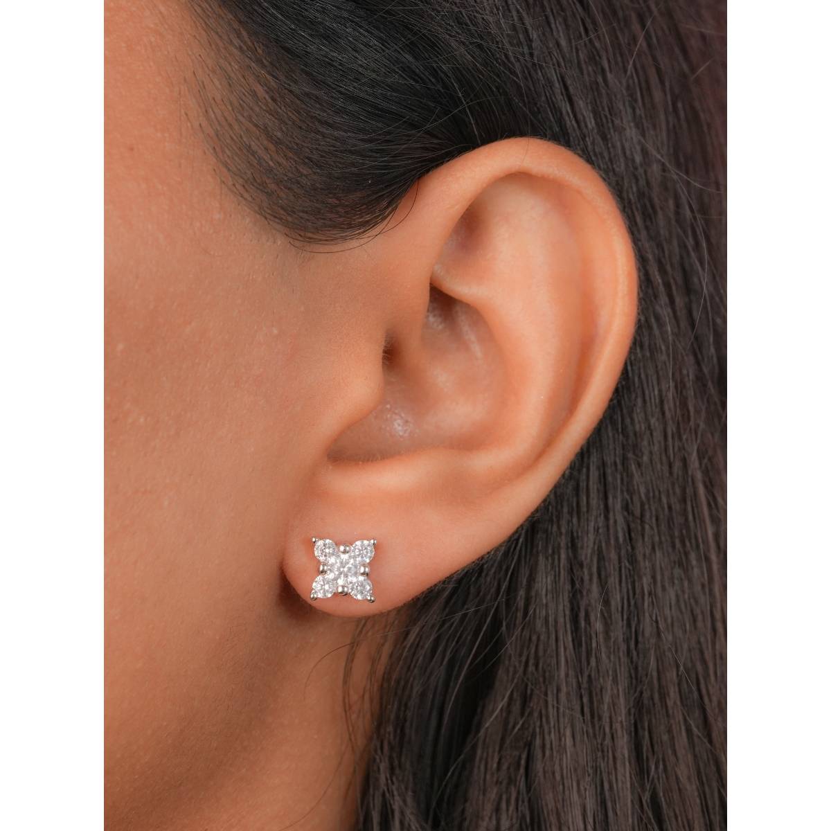 Johori Silver Shimmer Stud Earrings