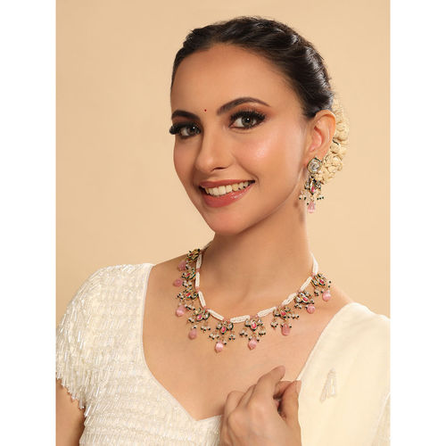 Gold Necklace Colour Pearls Jewellery Hyderabad Pearl Necklace