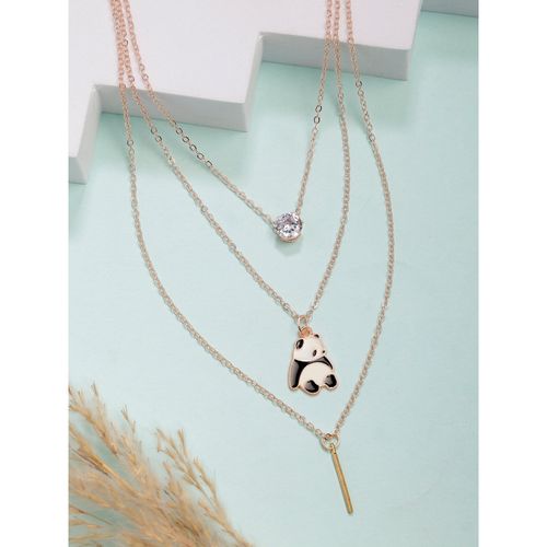 Buy NVR Womens Rose Gold-Plated Artificial Stones Panda Multi