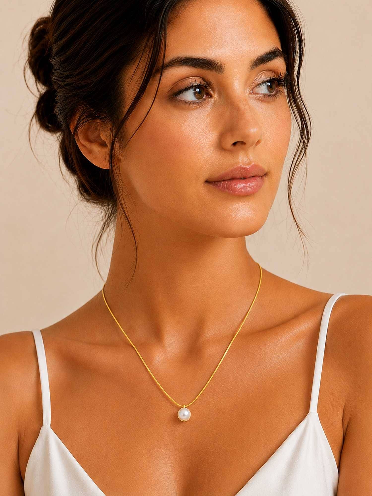 ZAISHA White Stainless Steel 18K Gold Plated Necklace