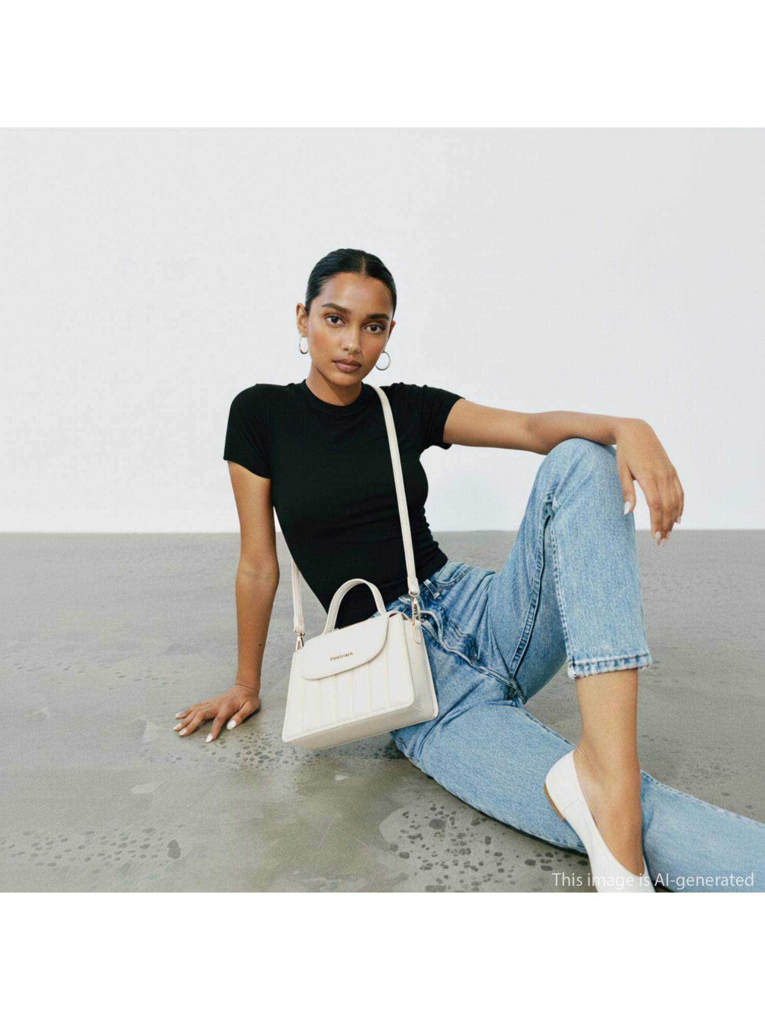 Fastrack White Stitchpop Sling Bag for Women