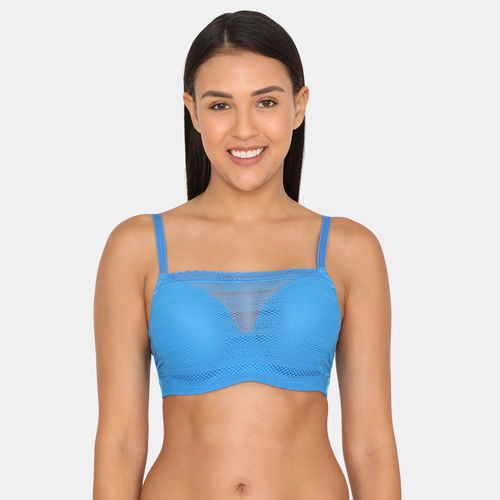 Buy Zivame Airy Lace Padded Regular Wired 3/4th Coverage Cami Bra - French  Blue Online