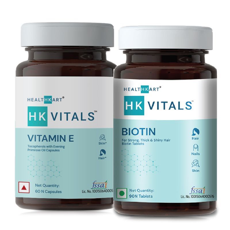 HealthKart Hk Vitals Vitamin E, 60 Capsules And 90 Biotin Tablets