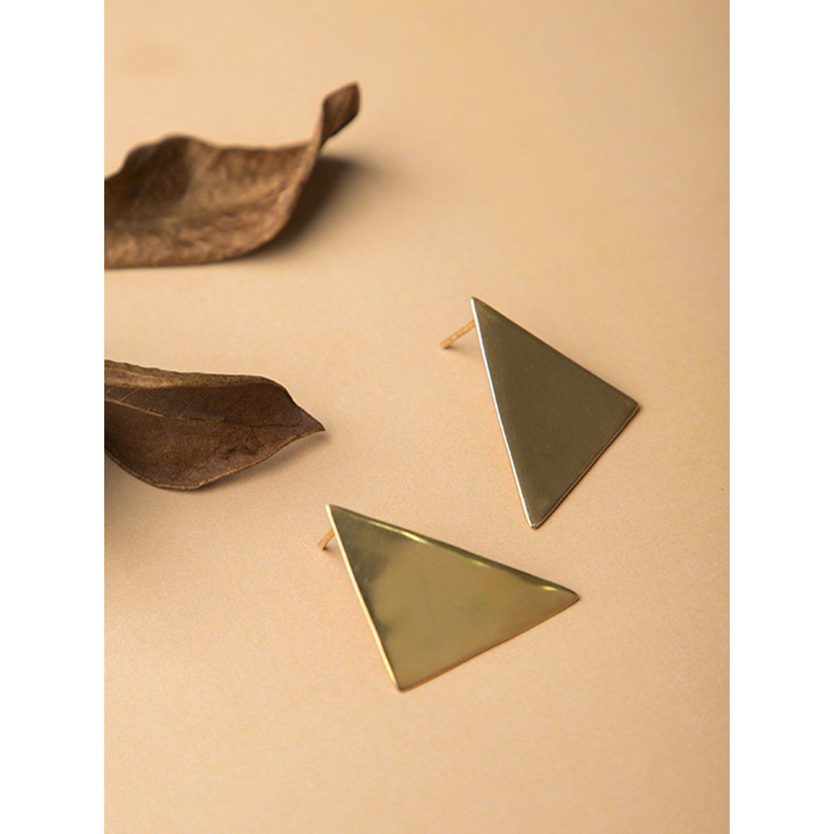 14K Gold Plated Triangle Stud Earrings Buy 14K Gold Plated