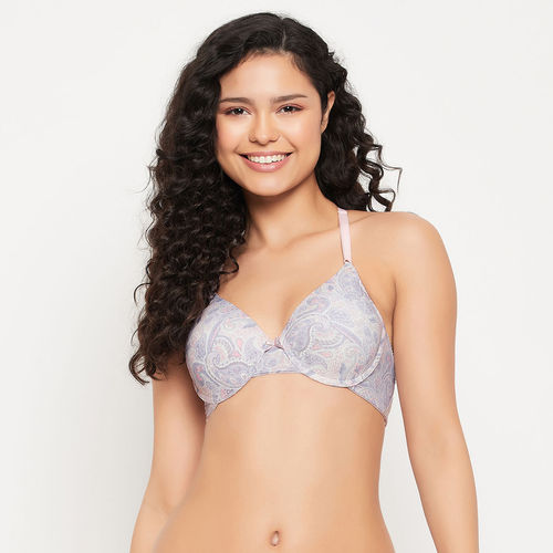 Buy Clovia Polyamide Printed Padded Demi Cup Underwired Push-Up