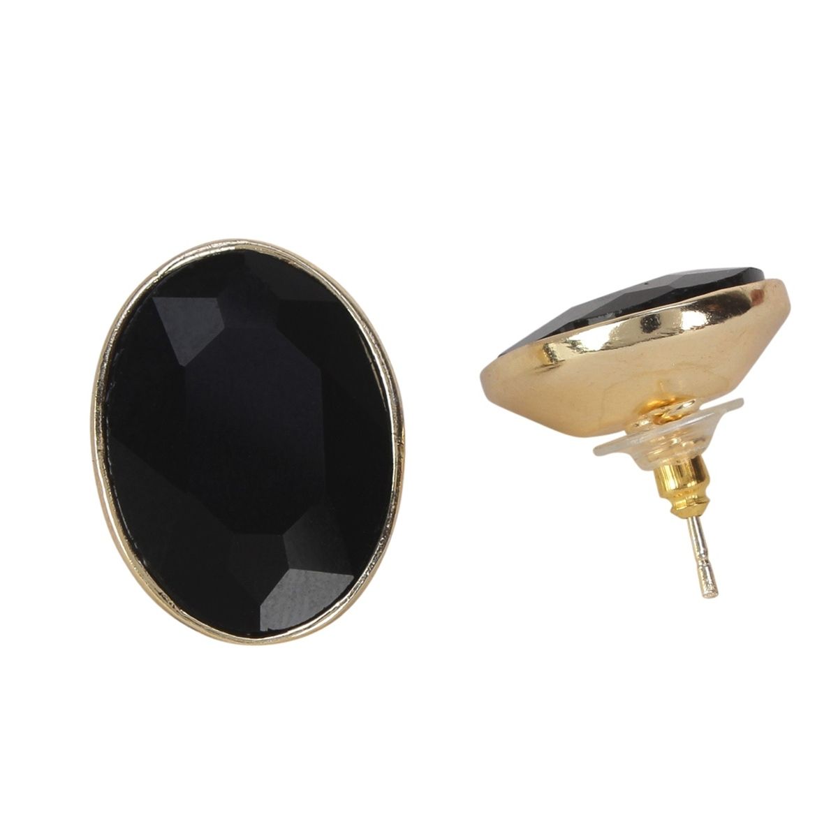 Crunchy Fashion Gold Plated Black Crystal Studs Earrings for Women Buy