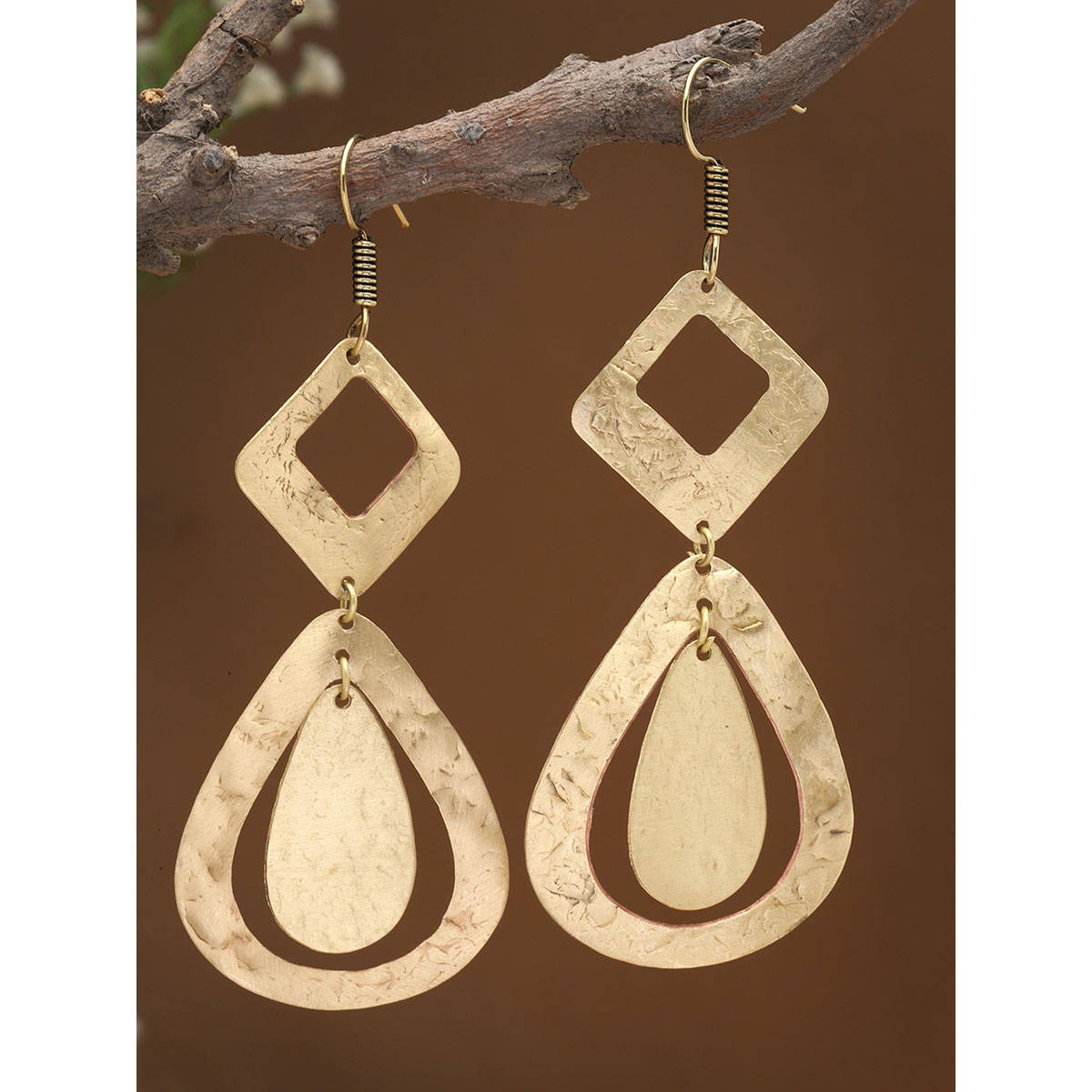 Moedbuille Gold Brass Gold Plating Statement Earrings
