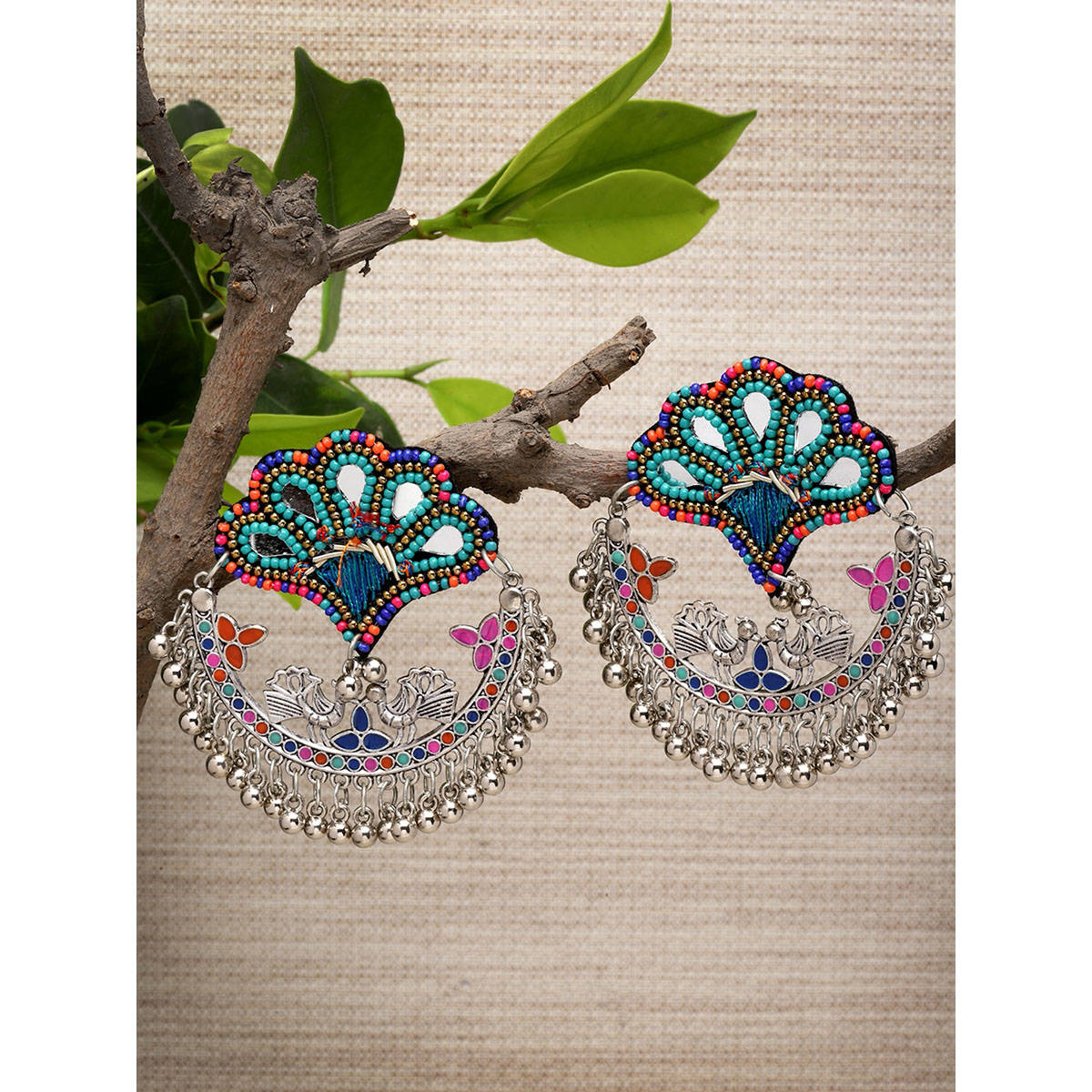 Moedbuille Multi-Color Brass Silver Plating Contemporary Earrings