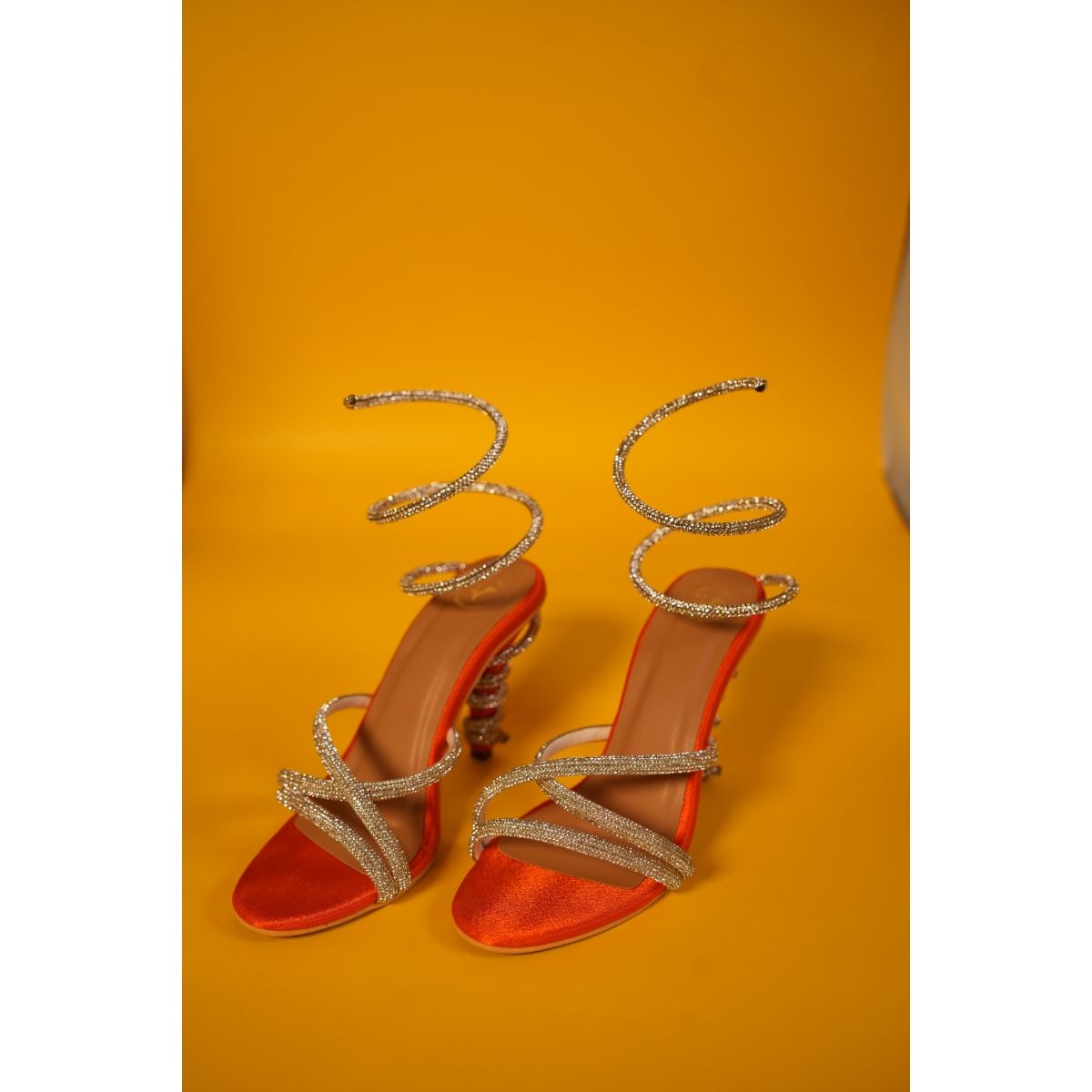 Orange heels store and bag