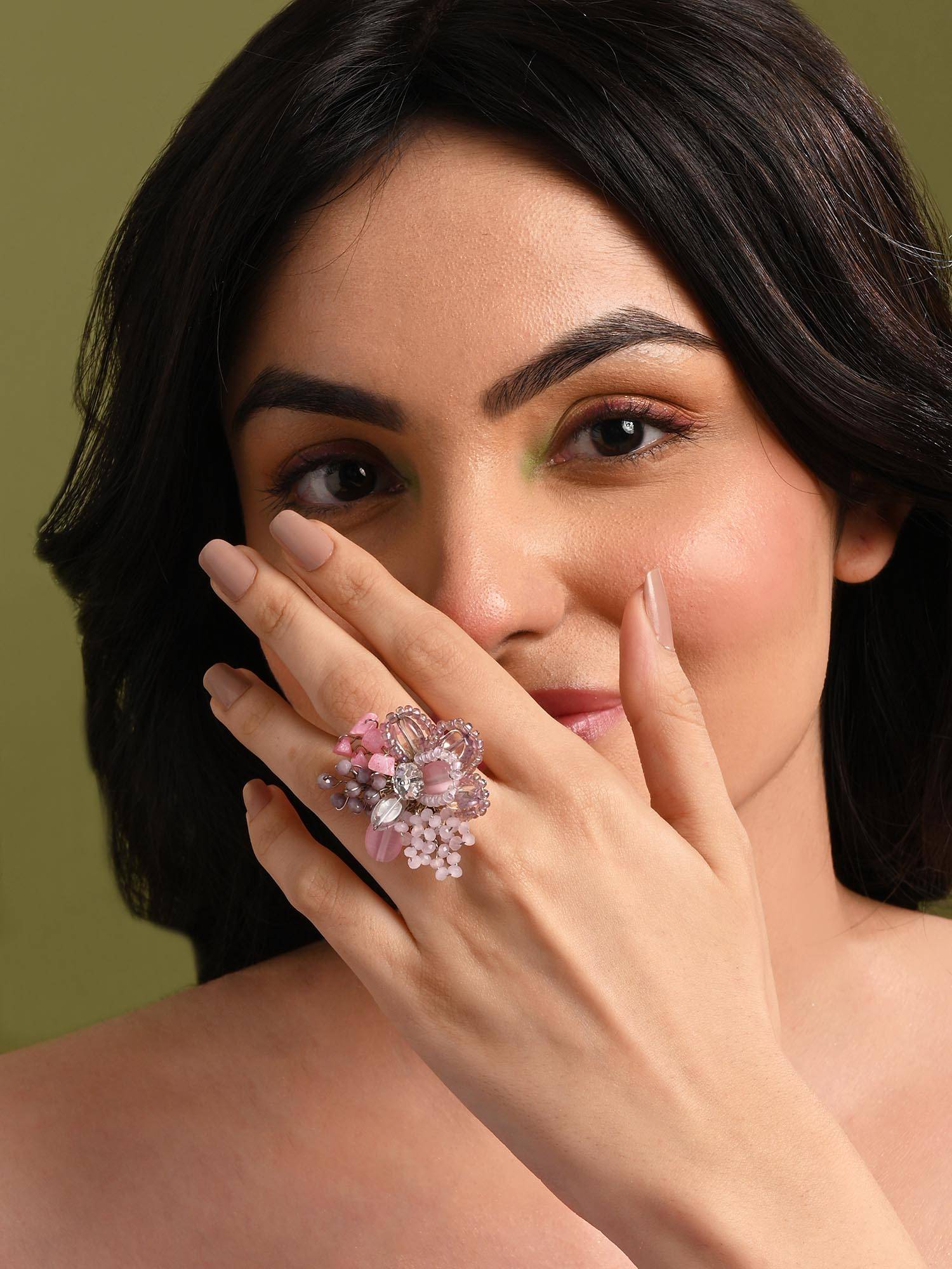 Buy House of D'oro Pink Lilac Abstart Fashion Adjustable Ring For Women ...