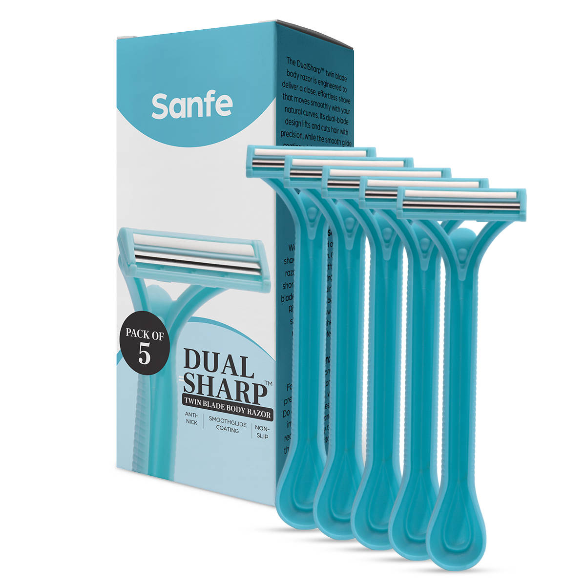 Sanfe Dual Sharp Twin Blade Body Razors - Pack Of 5