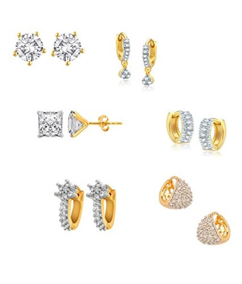 Buy Youbella Gold-Plated American Diamond Hoop Earrings For