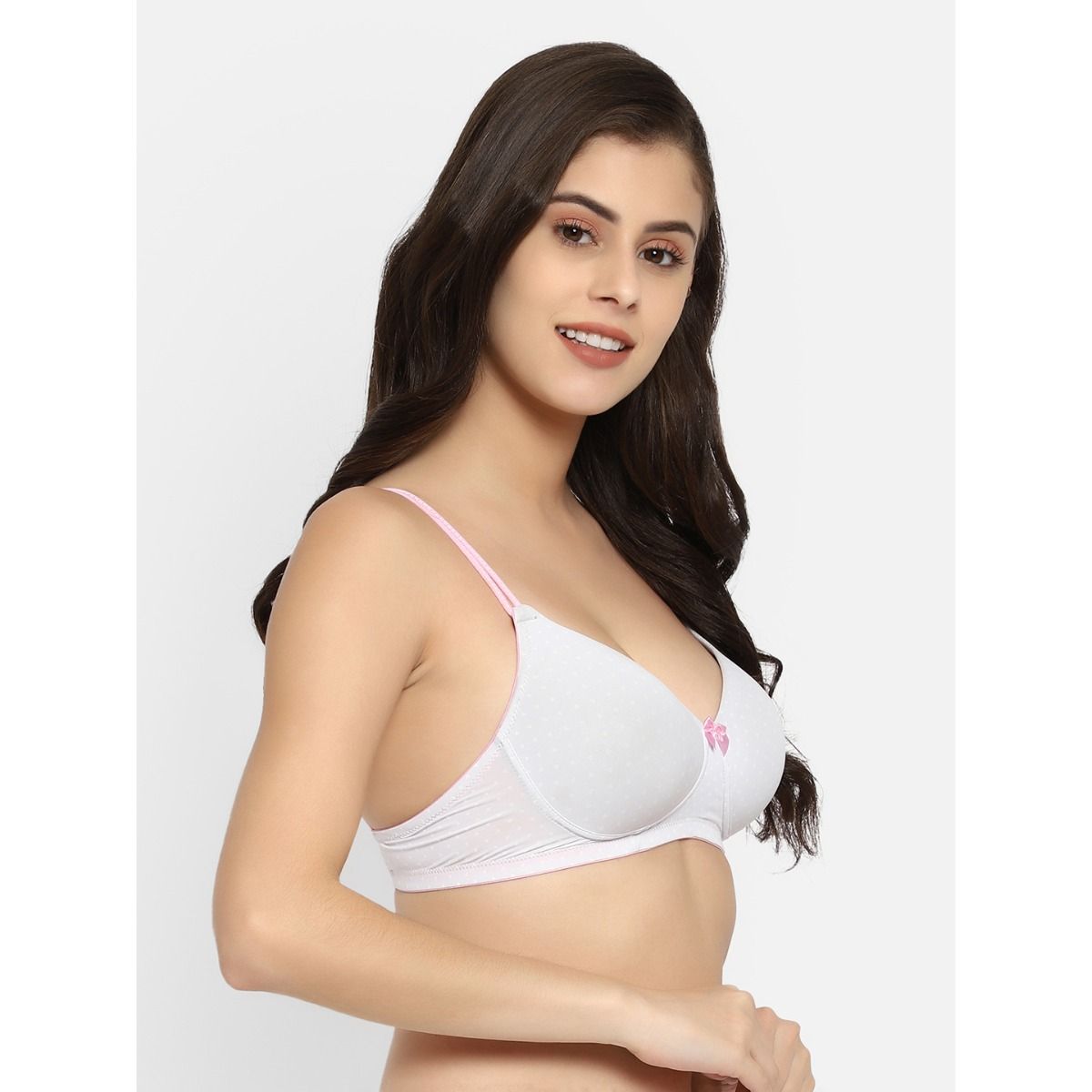 Buy Clovia Padded Non Wired Full Cup Polka Print T Shirt Bra In Light