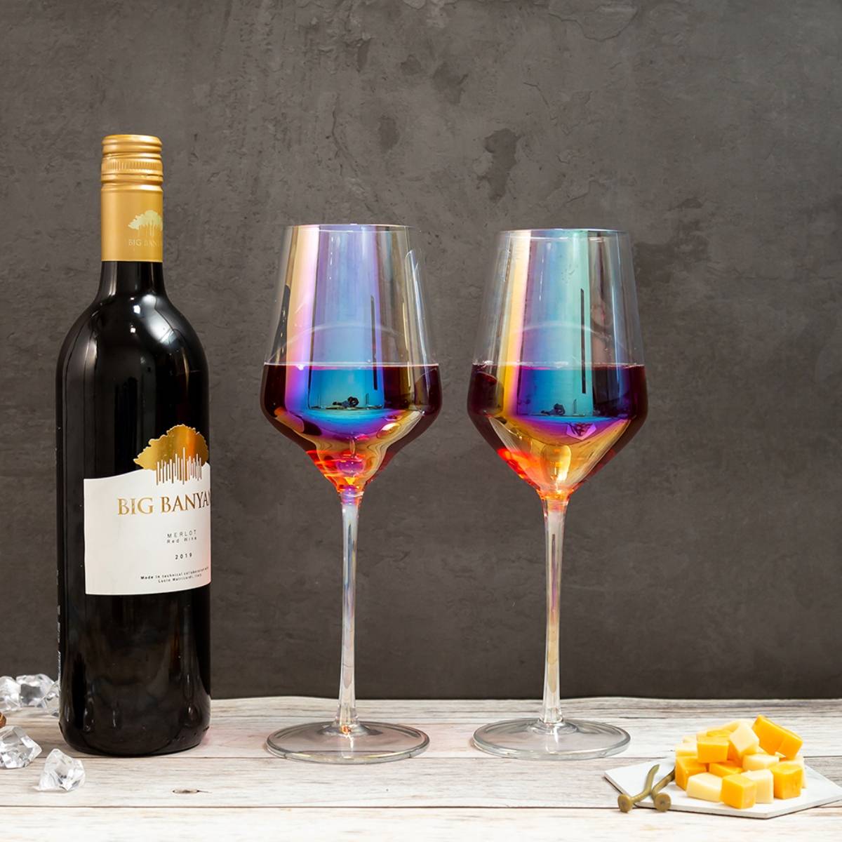 EZ Life Borosilicate Glass Champagne Flute - Lead-Free - 7 Colors Glass Set - 500 ml- -Pack of 2