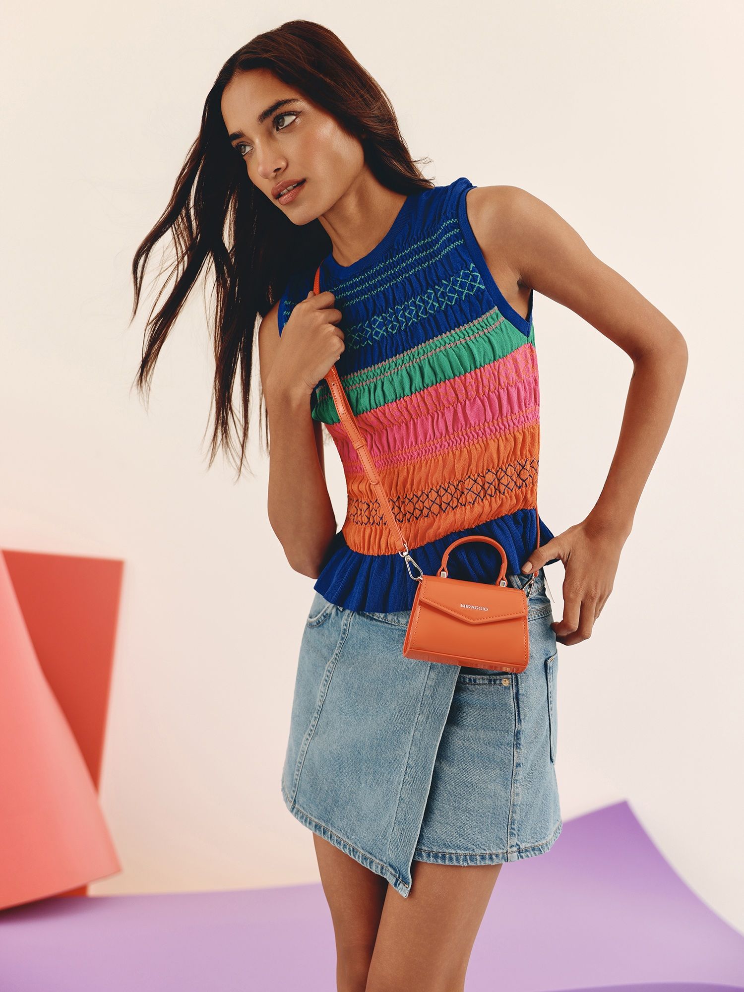 ろみお ⑨ポーチ Buy MIRAGGIO Orange Roxie Micro Bag (S) Online