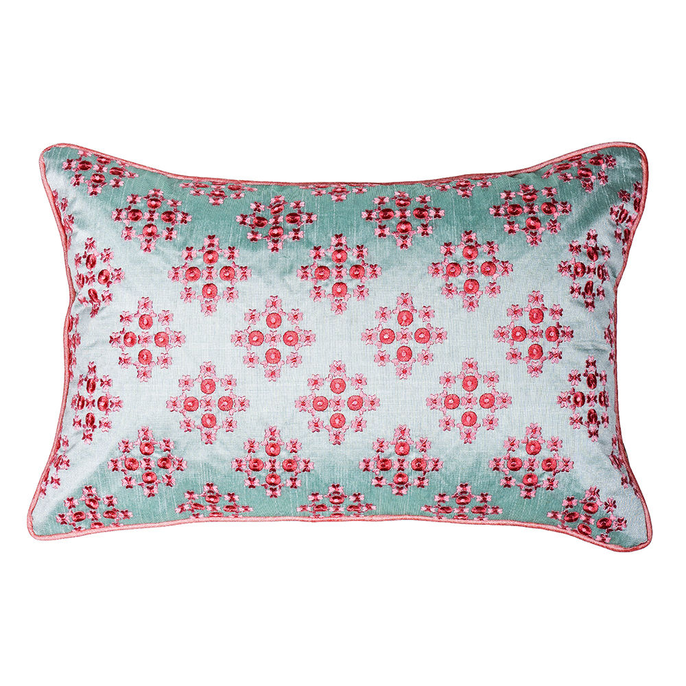 Pure Home + Living Pink Floral Embroidered Crosslay Cushion Cover: Buy ...