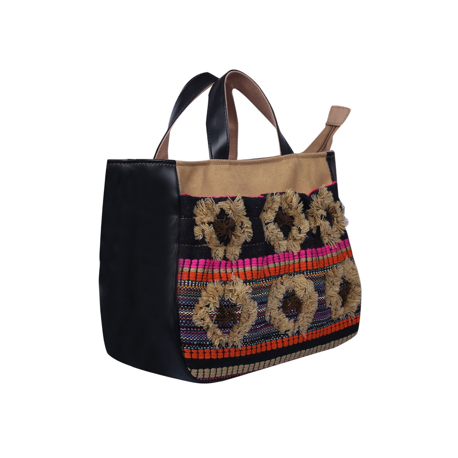 Buy Anekaant Wolly Beige And Black Jacquard Tote Bag Online