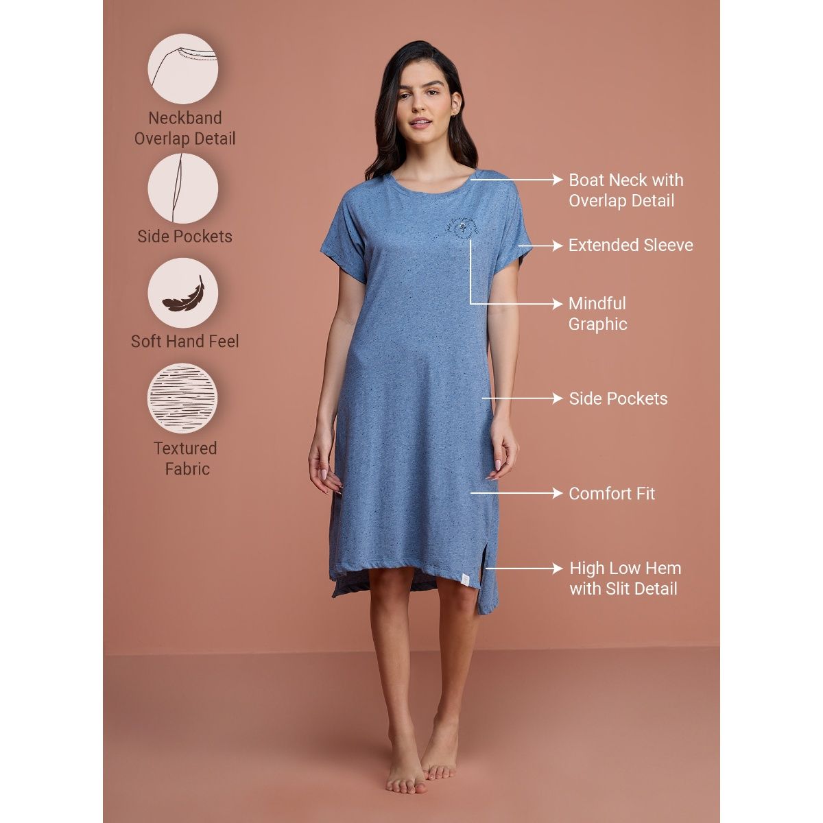 Buy Nykd by Nykaa Neppy Sleep Dress Nys133 Blue Online